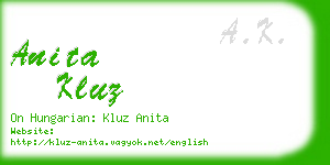 anita kluz business card